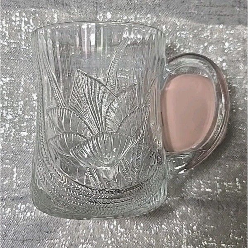 Vintage Arcoroc Canterbury Crocus Clear Tempered Glass Mug